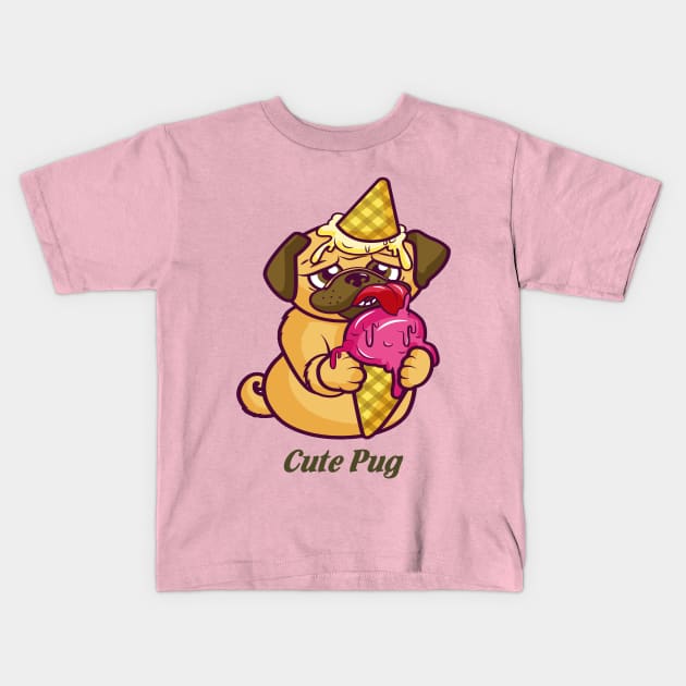 Cute pug Kids T-Shirt by This is store